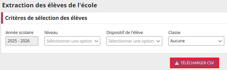 Extraction - Télécharger CSV